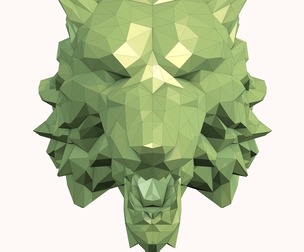 Low Poly Wolf Head Sculpture – 3D Print STL | Geometric Animal | Papercraft Style