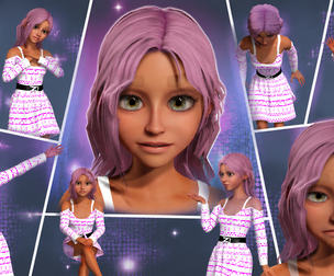 Anime Style Female Girl Character Rigged with Facial Expressions