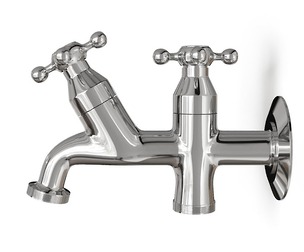 Classic Double Outlet Chrome Wall Tap with Cross Handles