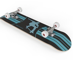 Complete Skateboard Born to Skate Design with Teal Stripes