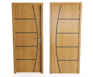 Modern Wood Door with Curved Line Inlay Detail