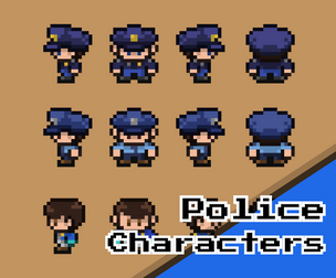 Police Characters Pack – 16x16 Pixel Art Top-Down | 3 Animated Units