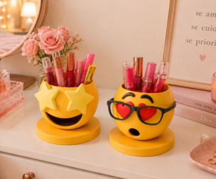 Emoji lipgloss organizer makeup holder