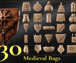 30 Medieval Bags(MarvelousDesigner & clo3d)-ZPRJ,FBX,OBJ