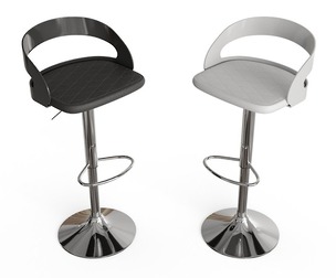 Modern Adjustable Bar Stool Set with Padded Seat