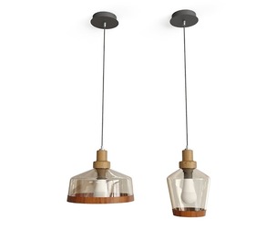 Modern Pendant Light Set with Amber Glass Shades