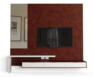 Modern TV Wall Panel with Large Mirror