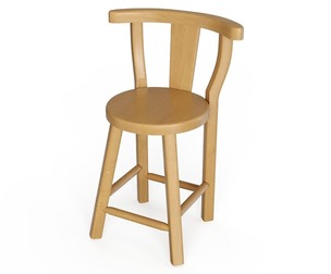 Rustic Farmhouse Wooden Bar Stool with Curved Backrest