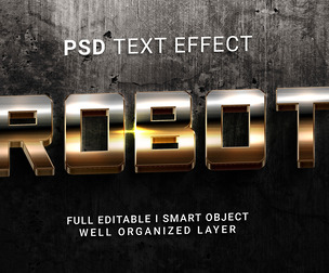 Robot PSD Fully Editable Text Effect. Layer Style PSD Mockup Template