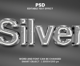 Silver PSD Fully Editable Text Effect. Layer Style PSD Mockup Template
