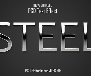 Steel PSD Fully Editable Text Effect. Layer Style PSD Mockup Template