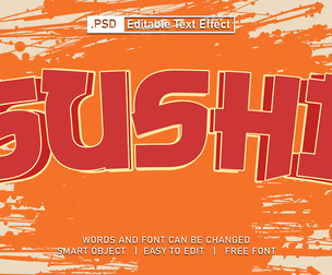 Sushi PSD Fully Editable Text Effect. Layer Style PSD Mockup Template