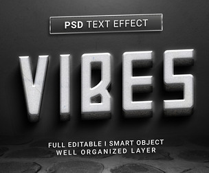 Vibes PSD Fully Editable Text Effect. Layer Style PSD Mockup Template