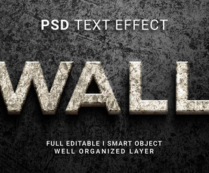 Wall PSD Fully Editable Text Effect. Layer Style PSD Mockup Template