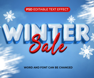 Winter Sale PSD Fully Editable Text Effect. Layer Style PSD Mockup Template