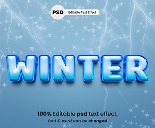 Winter PSD Fully Editable Text Effect. Layer Style PSD Mockup Template