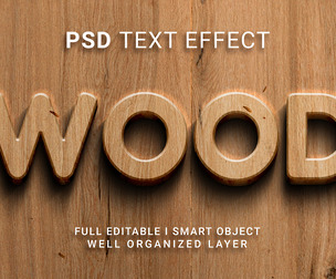 Wood PSD Fully Editable Text Effect. Layer Style PSD Mockup Template