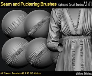 Seam and Puckering Brushes-Zbrush-2KAlphas-Vol1