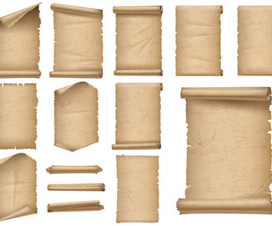 14 Old Paper Scroll, Vintage Parchment Paper Overlays, Antique Rolled Banner, Vector EPS, JPG, PNG