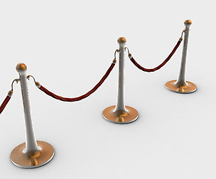 Stanchions and rope barrier high poly