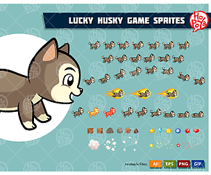 Lucky Husky Game Sprites