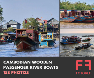 Cambodian Wooden Passenger River Boats
