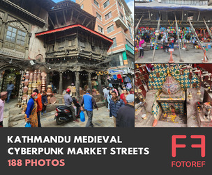 Kathmandu Medieval Cyberpunk Market Streets