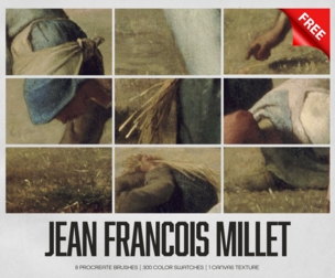 Free Sample - Jean-François Millet Procreate Kit (Procreate Brushes, Texture & Color Palettes)