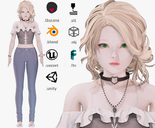 Casual clothes 0025 - Rig - Unreal - Unity - Blender - Animated - Realistic Female Character