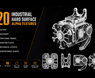 120 Industrial Hard Surface Alpha Textures – 4K Mechanical & Structural Detail Pack