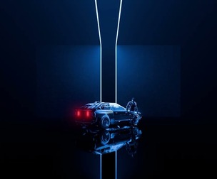 Cyberpunk Sci-Fi Sports Car and Driver Scene