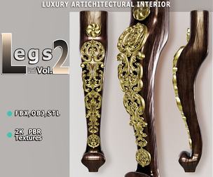 Elegant Classical Furniture Leg (Vol.2)  — Pelia Studio Dark Wood & Gold PBR Model