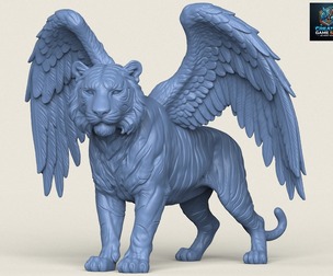 Tiger With Wings Print Ready 3D Model