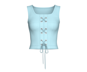 Girls Square Neck Front Lace-Up Corset Top | Marvelous / Clo3d / obj / fbx