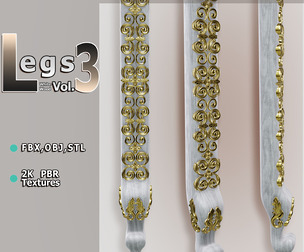 Imperial Metallic Furniture Column (Leg Vol.3) — Pelia Studio Silver & Gold PBR Model
