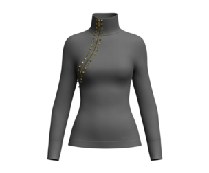 Girls Diagonal Zip High-Neck Sweater | Marvelous / Clo3d / obj / fbx