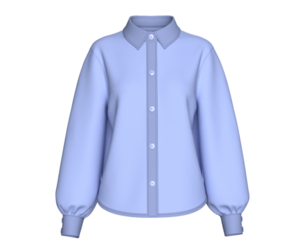 Girls Lantern Sleeve Button-Up Shirt | Marvelous / Clo3d / obj / fbx