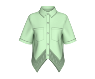 Girls Mesh Hem Short Sleeve Button-Up Shirt | Marvelous / Clo3d / obj / fbx