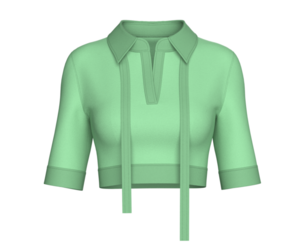 Girls Open Collar Tie Detail Crop Polo Top | Marvelous / Clo3d / obj / fbx