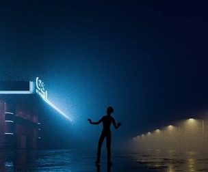 Cinematic Night Gas Station Scene