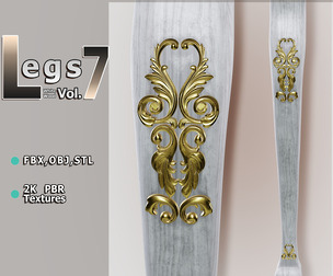 Elegant Light‑Wood Furniture Leg (Vol.7) — Pelia Studio Dual‑Gold PBR Model