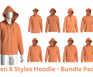 Men 8 Styles Hoodie - Bundle Pack | Marvelous / Clo3d / obj / fbx