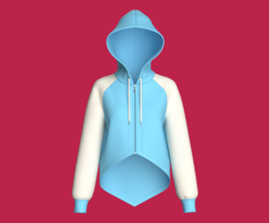 Girls High Low Raglan Zip-Up Hoodie | Marvelous / Clo3d / obj / fbx