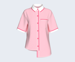 Girls Pink Striped Button-Up Shirt With Pocket | Marvelous / Clo3d / obj / fbx