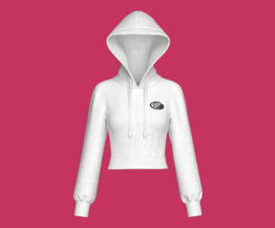 Girls White Cropped Hoodie With Patch | Marvelous / Clo3d / obj / fbx
