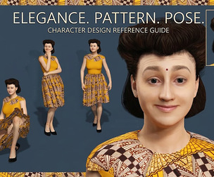 Rigged 3D Female Character with Facial Rig -Vintage Style Woman
