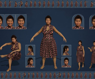 Rigged 3D Female Character  Curvy Woman in Floral Dress