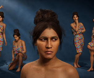 Rigged 3D Female Character  South Asian Woman in Strapless Dress