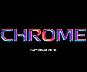 Chrome PSD Fully Editable Text Effect. Layer Style PSD Mockup Template