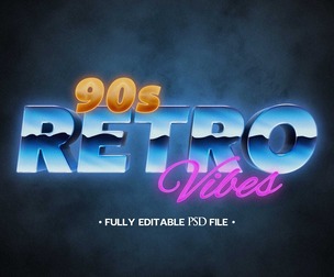 Retro Vibes PSD Fully Editable Text Effect. Layer Style PSD Mockup Template